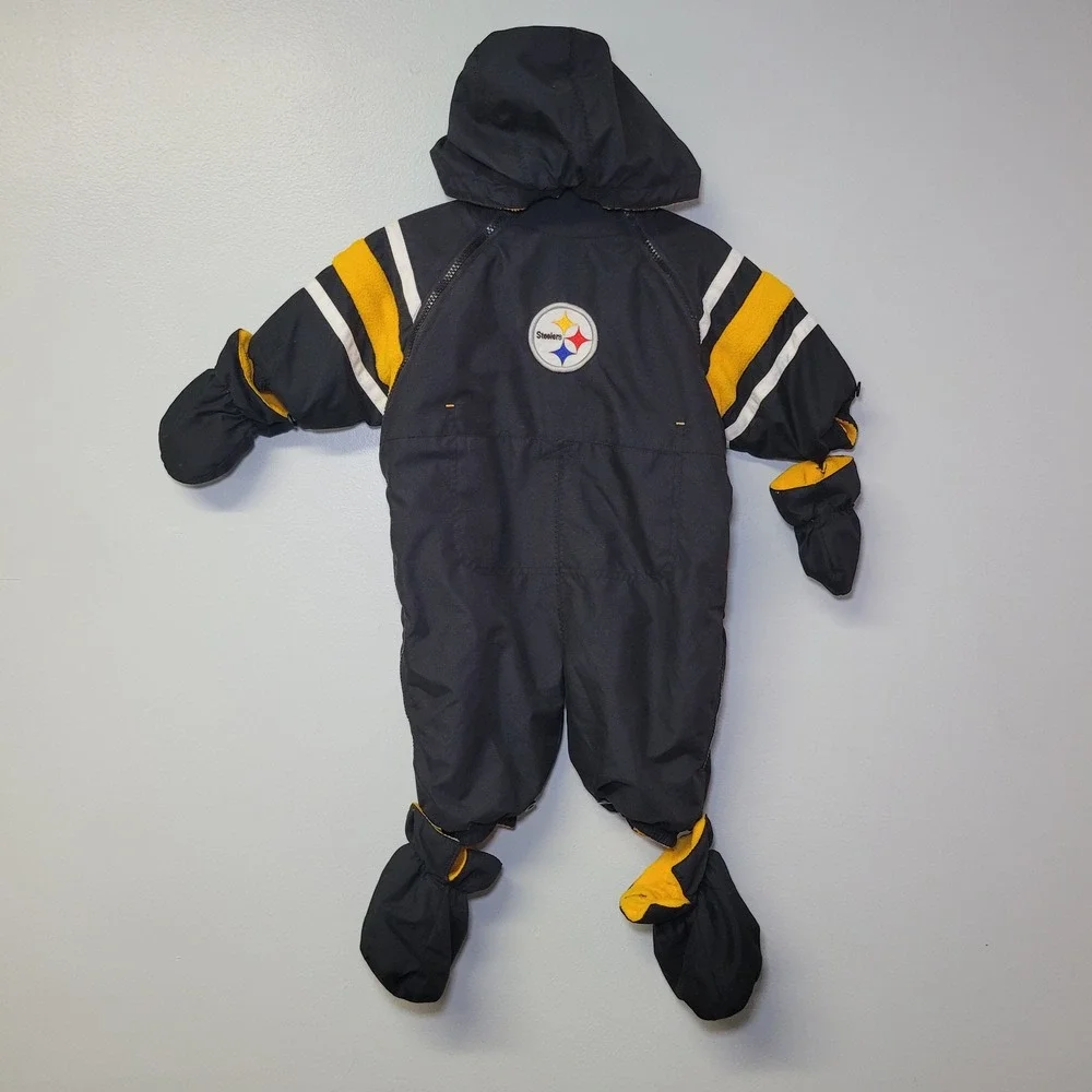 Pittsburgh Steelers NFL Reversible Fleece Snow Suit 6-9‎ Months Black Yellow